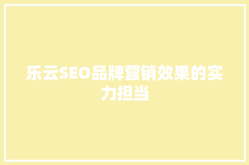 乐云SEO品牌营销效果的实力担当