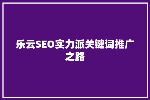 乐云SEO实力派关键词推广之路