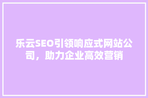 乐云SEO引领响应式网站公司，助力企业高效营销