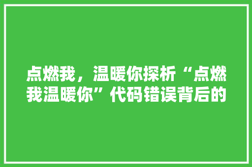 点燃我，温暖你探析“点燃我温暖你”代码错误背后的技术反思