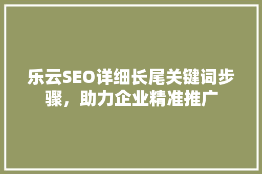 乐云SEO详细长尾关键词步骤，助力企业精准推广