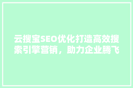 云搜宝SEO优化打造高效搜索引擎营销，助力企业腾飞