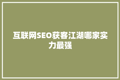 互联网SEO获客江湖哪家实力最强