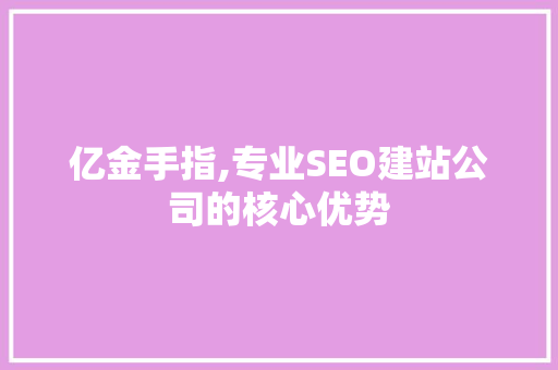 亿金手指,专业SEO建站公司的核心优势