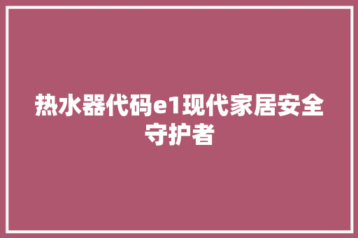 热水器代码e1现代家居安全守护者