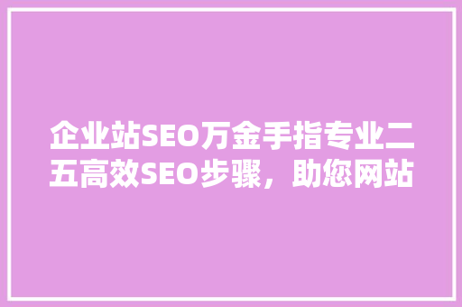 企业站SEO万金手指专业二五高效SEO步骤，助您网站脱颖而出