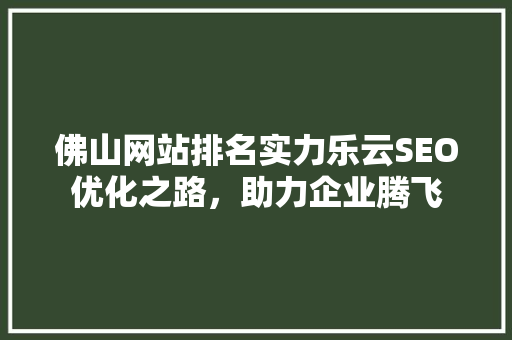 佛山网站排名实力乐云SEO优化之路，助力企业腾飞