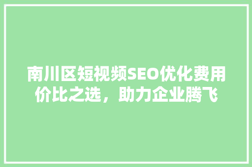 南川区短视频SEO优化费用价比之选，助力企业腾飞