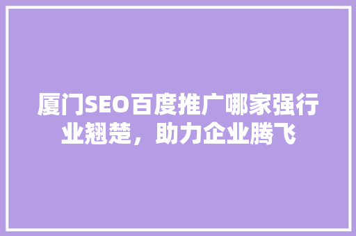 厦门SEO百度推广哪家强行业翘楚，助力企业腾飞