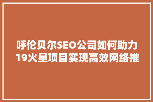 呼伦贝尔SEO公司如何助力19火星项目实现高效网络推广