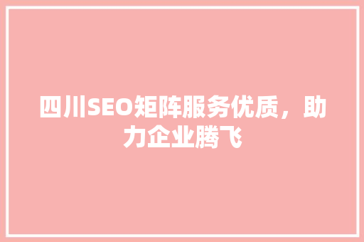 四川SEO矩阵服务优质，助力企业腾飞
