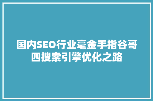 国内SEO行业毫金手指谷哥四搜索引擎优化之路