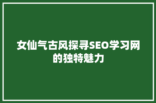 女仙气古风探寻SEO学习网的独特魅力