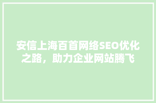 安信上海百首网络SEO优化之路，助力企业网站腾飞