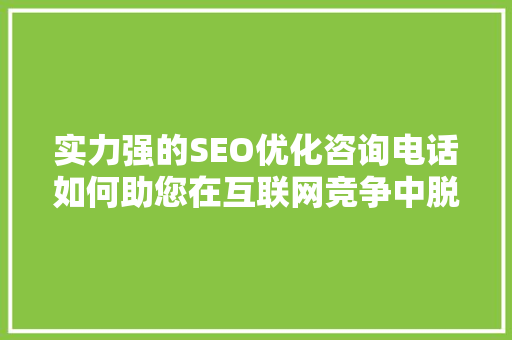 实力强的SEO优化咨询电话如何助您在互联网竞争中脱颖而出