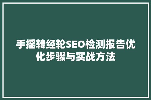 手摇转经轮SEO检测报告优化步骤与实战方法