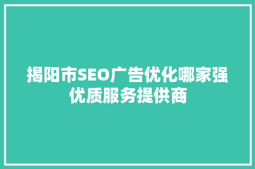 揭阳市SEO广告优化哪家强优质服务提供商