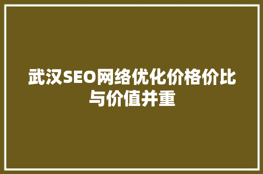 武汉SEO网络优化价格价比与价值并重