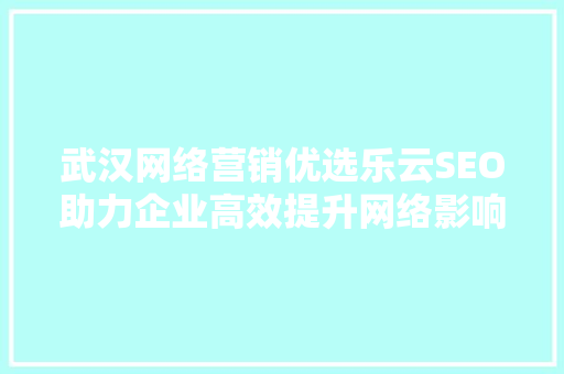 武汉网络营销优选乐云SEO助力企业高效提升网络影响力