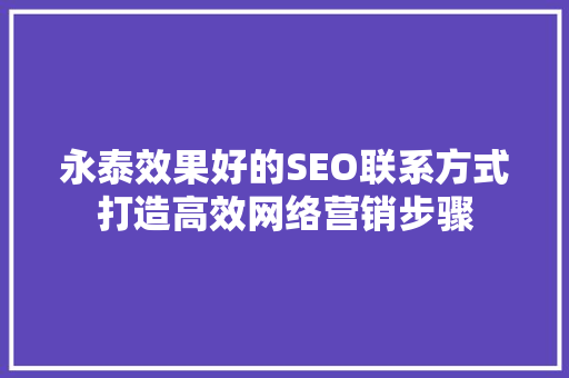 永泰效果好的SEO联系方式打造高效网络营销步骤