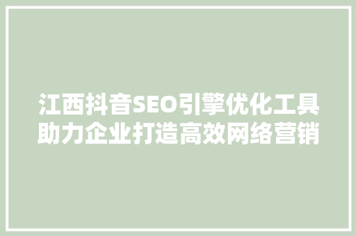 江西抖音SEO引擎优化工具助力企业打造高效网络营销步骤