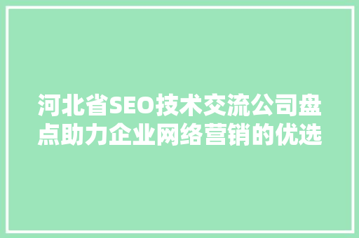 河北省SEO技术交流公司盘点助力企业网络营销的优选伙伴