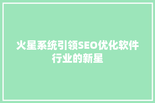 火星系统引领SEO优化软件行业的新星
