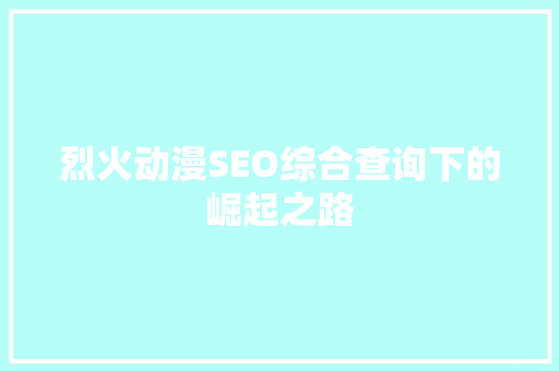 烈火动漫SEO综合查询下的崛起之路