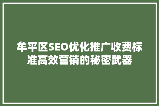 牟平区SEO优化推广收费标准高效营销的秘密武器
