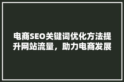 电商SEO关键词优化方法提升网站流量，助力电商发展
