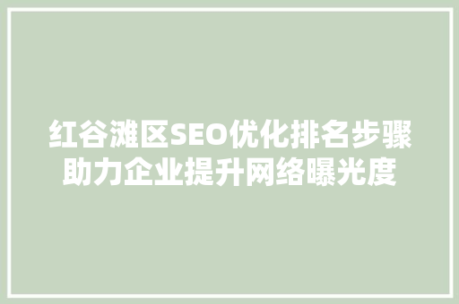 红谷滩区SEO优化排名步骤助力企业提升网络曝光度