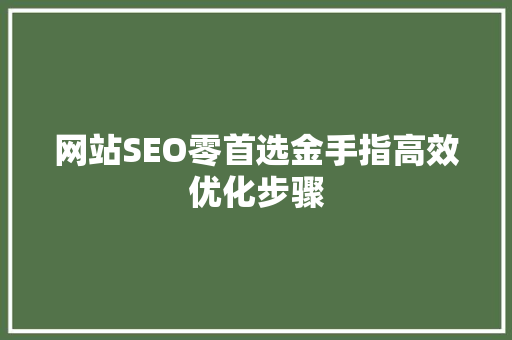 网站SEO零首选金手指高效优化步骤