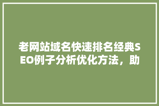 老网站域名快速排名经典SEO例子分析优化方法，助力企业再创辉煌