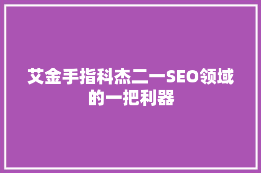 艾金手指科杰二一SEO领域的一把利器