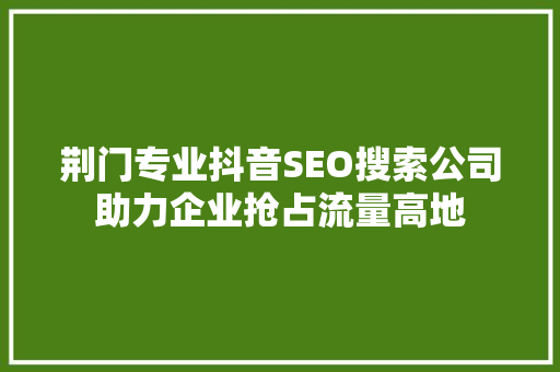荆门专业抖音SEO搜索公司助力企业抢占流量高地