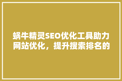 蜗牛精灵SEO优化工具助力网站优化，提升搜索排名的秘密武器