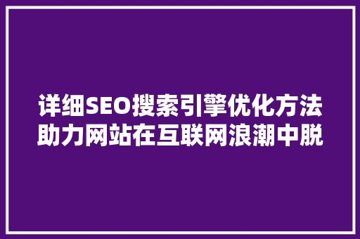 详细SEO搜索引擎优化方法助力网站在互联网浪潮中脱颖而出