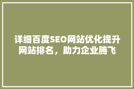 详细百度SEO网站优化提升网站排名，助力企业腾飞