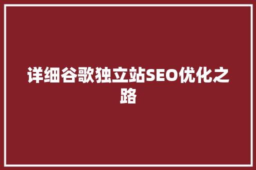 详细谷歌独立站SEO优化之路