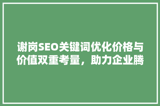 谢岗SEO关键词优化价格与价值双重考量，助力企业腾飞