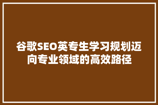谷歌SEO英专生学习规划迈向专业领域的高效路径