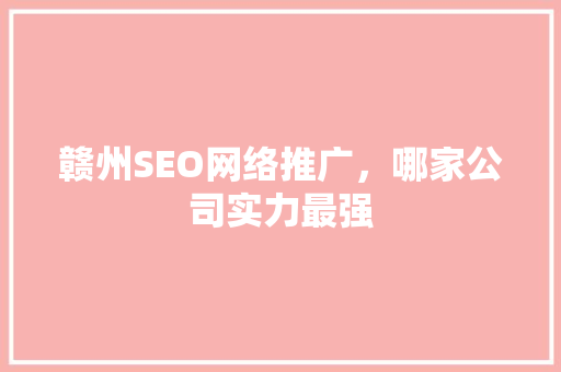 赣州SEO网络推广，哪家公司实力最强