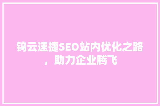 钨云速捷SEO站内优化之路，助力企业腾飞
