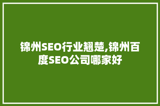锦州SEO行业翘楚,锦州百度SEO公司哪家好