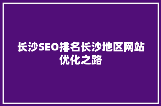 长沙SEO排名长沙地区网站优化之路
