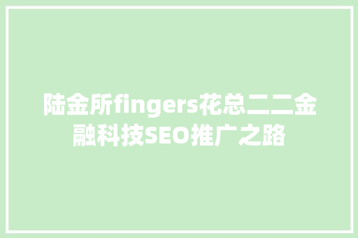 陆金所fingers花总二二金融科技SEO推广之路