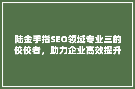陆金手指SEO领域专业三的佼佼者，助力企业高效提升网络排名