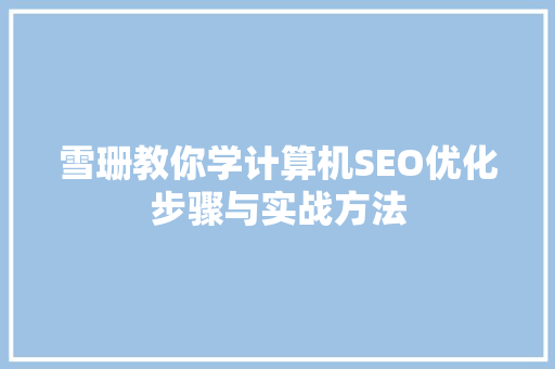 雪珊教你学计算机SEO优化步骤与实战方法