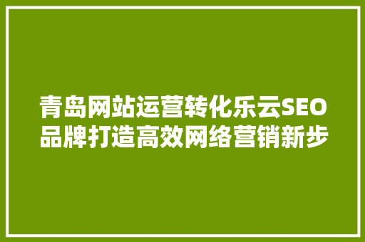 青岛网站运营转化乐云SEO品牌打造高效网络营销新步骤