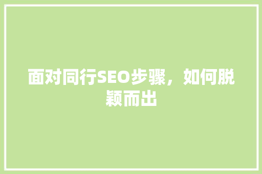 面对同行SEO步骤，如何脱颖而出